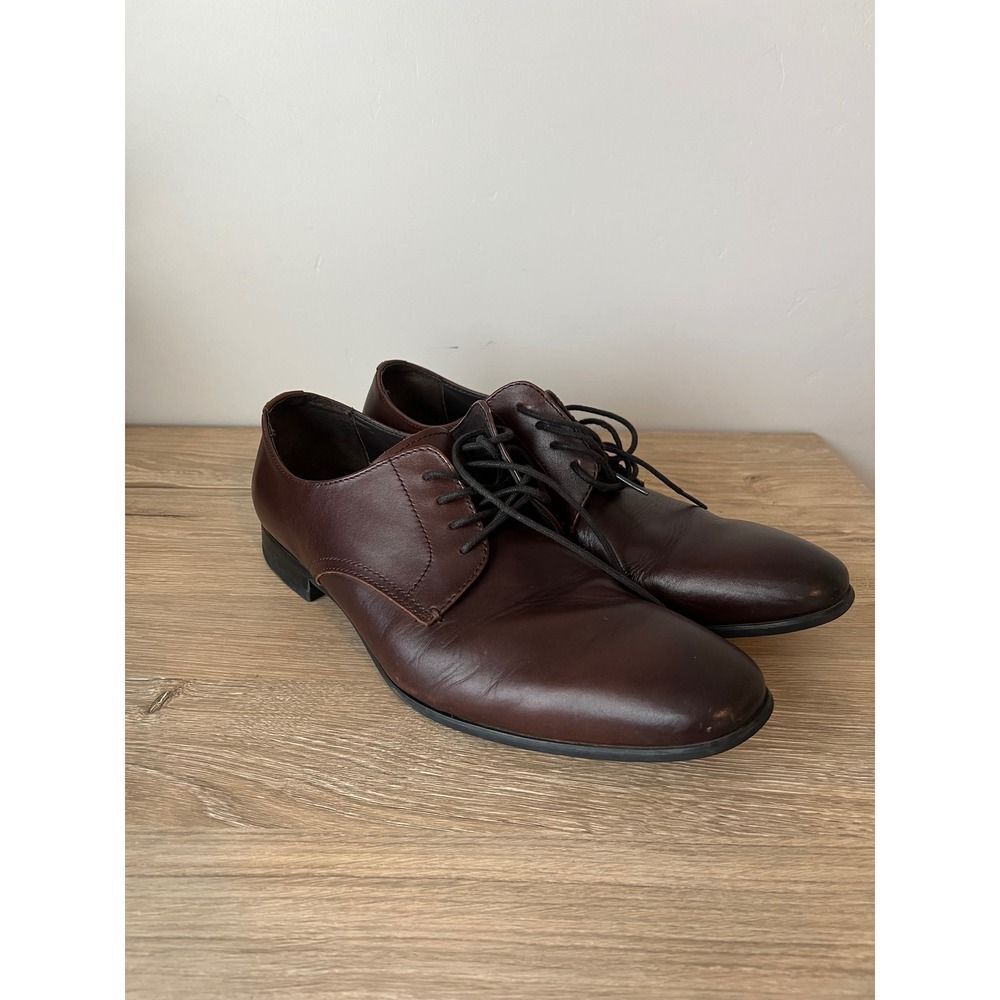 EXPRESS Mens‎ Brown Leather Dress Shoes Lace Up Oxford Size 12 Chocolate Brown